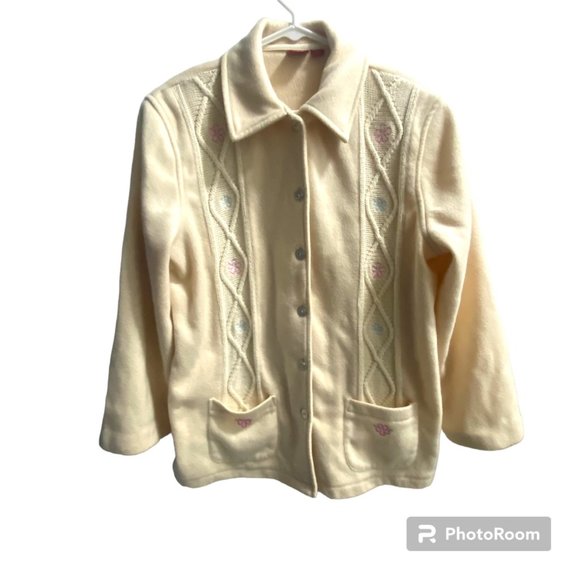 Vintage Tudor Court Floral Embroidered Button Front Jacket Women's Large‎ - Picture 1 of 5